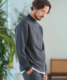 mlt4783-Geometry Jacquard Long Sleeve Pullover モックネックプルオーバー