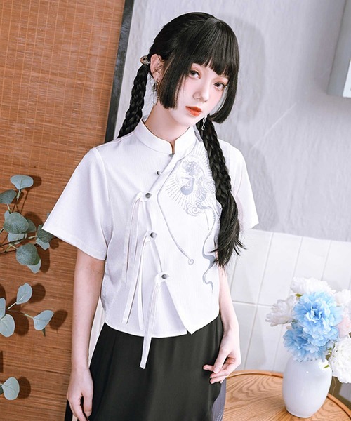A'GEM9(エージェムナイン)の「『古怪舎/グガイシャ』チャイナ風 SHT①(シャツ/ブラウス・レディース・ホワイト・M)」の2枚目の写真