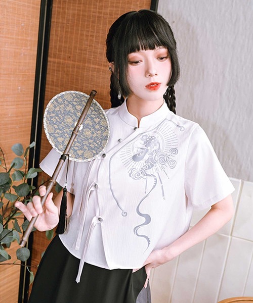 A'GEM9(エージェムナイン)の「『古怪舎/グガイシャ』チャイナ風 SHT①(シャツ/ブラウス・レディース・ホワイト・M)」の3枚目の写真