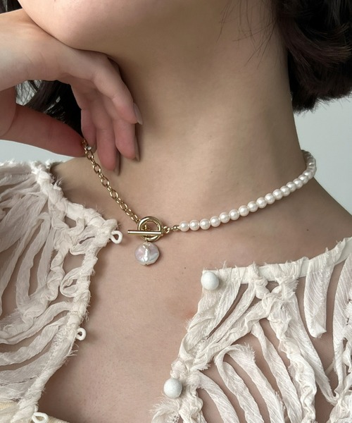 シモーネロシャ バロックパール チェーンネックレス 希少 美品 シモーネロシャ バロックパール チェーンネックレス 希少 美品