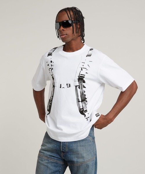 【セール】BACKPACK GRAPHIC BOXY T-SHIRT/オーバーサイズグラフィックT（Tシャツ/カットソー）｜G-STAR RAW（ジースターロゥ）