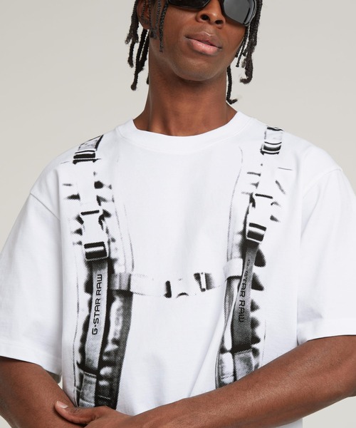 【セール】BACKPACK GRAPHIC BOXY T-SHIRT/オーバーサイズグラフィックT（Tシャツ/カットソー）｜G-STAR RAW（ジースターロゥ）