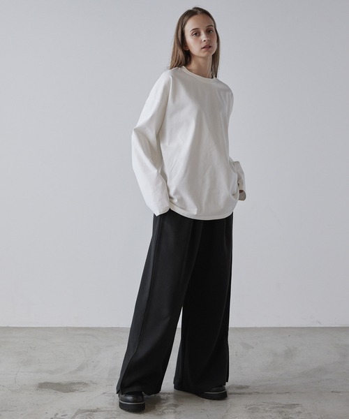 CLEL（クレイル）の「【CLEL】Side Slit Flare Sweat Pants/サイド