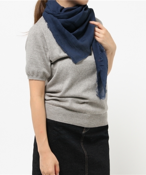 SIMONE LIST（シモーヌリスト）の「C.ストール（ストール/ショール・レディース・サックスブルー/ベージュ/ネイビー・FREE）」の6枚目の写真