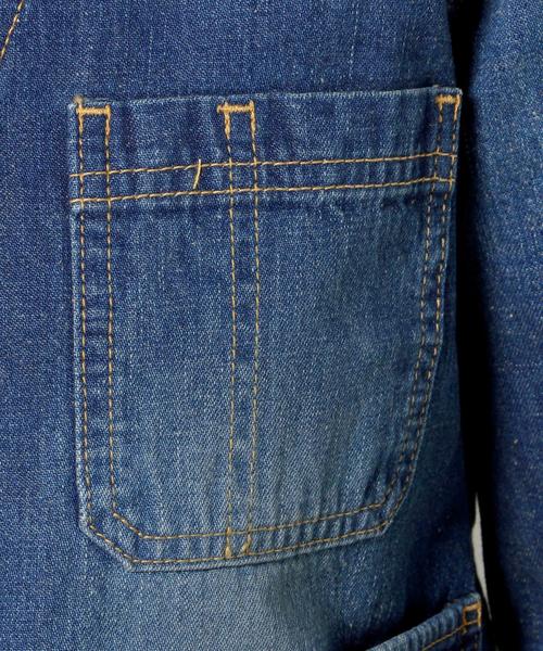 Another Edition（アナザーエディション）の「■デニムノーカラーカバーオール/AEBC DNM NO/COL COVERALL◆（デニムジャケット・レディース・ターコイズブルー/コバルトブルー・フリー）」の12枚目の写真