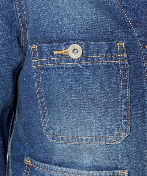 Another Edition（アナザーエディション）の「■デニムノーカラーカバーオール/AEBC DNM NO/COL COVERALL◆（デニムジャケット・レディース・ターコイズブルー/コバルトブルー・フリー）」の13枚目の写真