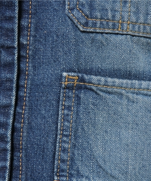 Another Edition（アナザーエディション）の「■デニムノーカラーカバーオール/AEBC DNM NO/COL COVERALL◆（デニムジャケット・レディース・ターコイズブルー/コバルトブルー・フリー）」の3枚目の写真