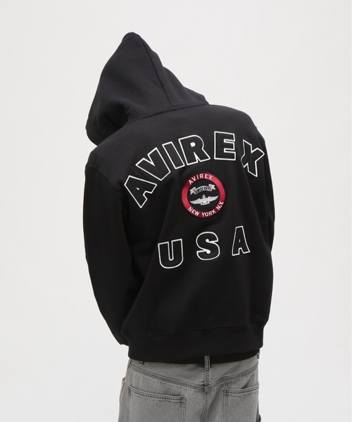 VARSITY LOGO SWEAT ZIP UP PARKA / バーシティ ロゴ スウェット