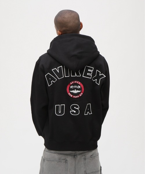 VARSITY LOGO SWEAT ZIP UP PARKA / バーシティ ロゴ スウェット