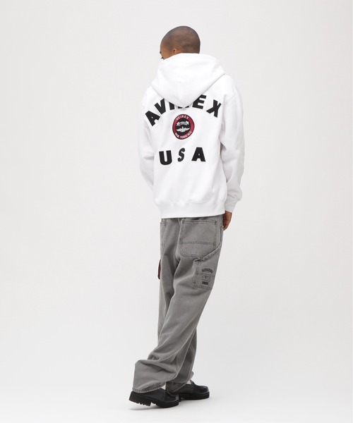 AVIREX(アヴィレックス)の「VARSITY LOGO SWEAT ZIP UP PARKA / バーシティ ロゴ スウェット ジップ アップ パーカー / AVIREX / アヴィレックス(パーカー・メンズ・カーキ/その他17/オリーブ系/ブラック/ホワイト/グリーン/オレンジ・MEDIUM/L/M/2XL/XL/LARGE/X-LARGE/XX-LARGE)」の12枚目の写真