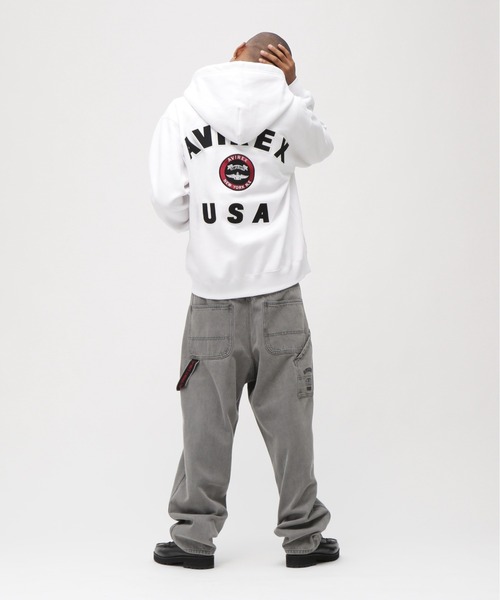 AVIREX(アヴィレックス)の「VARSITY LOGO SWEAT ZIP UP PARKA / バーシティ ロゴ スウェット ジップ アップ パーカー / AVIREX / アヴィレックス(パーカー・メンズ・カーキ/その他17/オリーブ系/ブラック/ホワイト/グリーン/オレンジ・MEDIUM/L/M/2XL/XL/LARGE/X-LARGE/XX-LARGE)」の13枚目の写真