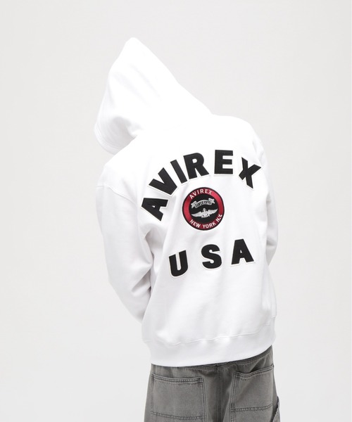 AVIREX(アヴィレックス)の「VARSITY LOGO SWEAT ZIP UP PARKA / バーシティ ロゴ スウェット ジップ アップ パーカー / AVIREX / アヴィレックス(パーカー・メンズ・カーキ/その他17/オリーブ系/ブラック/ホワイト/グリーン/オレンジ・MEDIUM/L/M/2XL/XL/LARGE/X-LARGE/XX-LARGE)」の8枚目の写真