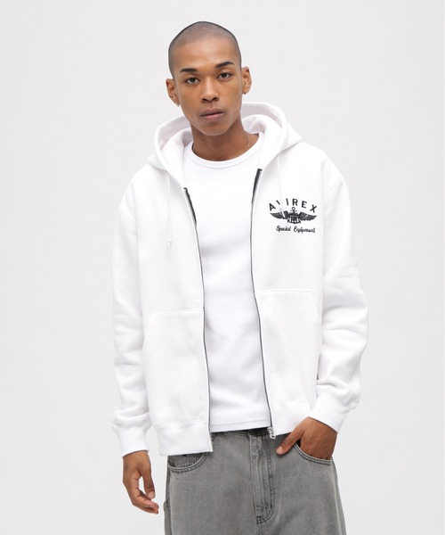AVIREX(アヴィレックス)の「VARSITY LOGO SWEAT ZIP UP PARKA / バーシティ ロゴ スウェット ジップ アップ パーカー / AVIREX / アヴィレックス(パーカー・メンズ・カーキ/その他17/オリーブ系/ブラック/ホワイト/グリーン/オレンジ・MEDIUM/L/M/2XL/XL/LARGE/X-LARGE/XX-LARGE)」の11枚目の写真