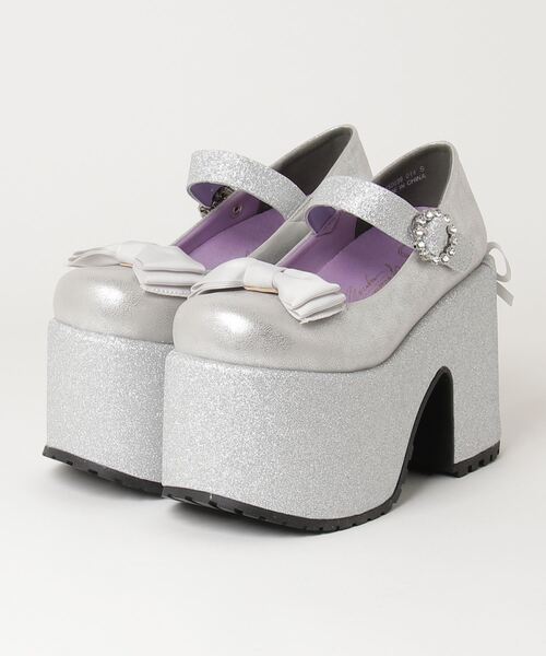 YOSUKE（ヨースケ）の「ヨースケYOSUKEウィメンズパールバックル×バックリボンヒール厚底ストラップパンプス4450039（パンプス・レディース・ピンク/ブラック/ホワイト系その他/クリアブラック/ブラック系その他/シルバー系その他・LL/L/M/S）」の6枚目の写真