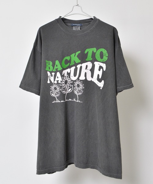 Revo.(レボ)の「MODISH GAZE BACK TO NATURE ピグメント加工 ビッグシルエットTシャツ(Tシャツ/カットソー・レディース・アイボリー/ネイビー/スミクロ・FREE)」の2枚目の写真