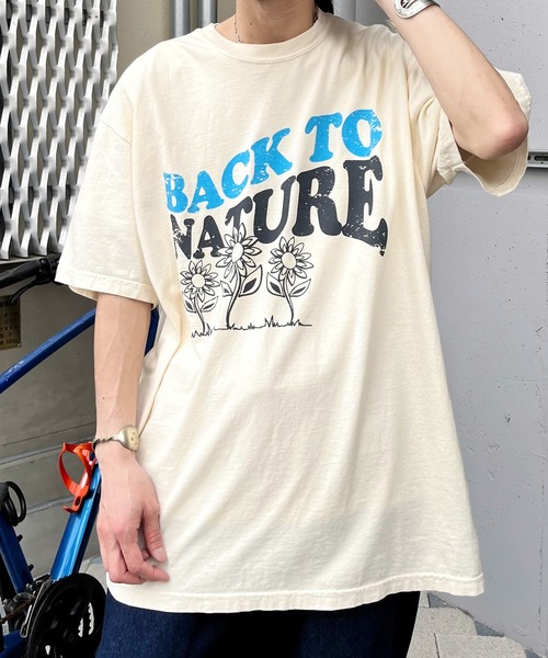 Revo.(レボ)の「MODISH GAZE BACK TO NATURE ピグメント加工 ビッグシルエットTシャツ(Tシャツ/カットソー・レディース・アイボリー/ネイビー/スミクロ・FREE)」の10枚目の写真
