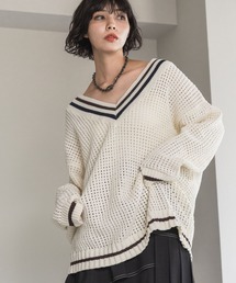 PAGEBOY | モールメッシュVラインプルオーバー(ニット/セーター)