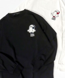 Chenille Embroidery T-shirt/フラワー ゴースト ビリヤード サガラ ワンポイント刺繍 オーバーサイズ ロンＴ 長袖Tシャツ