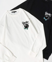 Chenille Embroidery T-shirt/フラワー ゴースト ビリヤード サガラ ワンポイント刺繍 オーバーサイズ ロンＴ 長袖Tシャツ