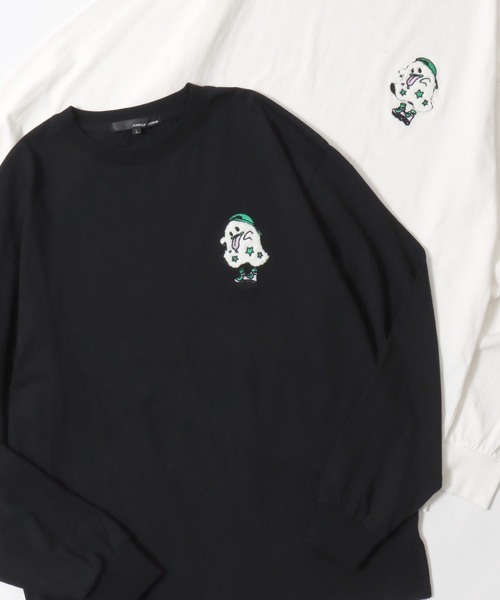 SITRY（シトリー）の「Chenille Embroidery T-shirt/フラワー ゴースト ビリヤード サガラ ワンポイント刺繍 オーバーサイズ ロンＴ 長袖Tシャツ（Tシャツ/カットソー・メンズ・ホワイト/ブラック/ブラック系その他/ホワイト系その他/ホワイト系その他2/ブラック系その他2/ホワイト系その他3/ブラック系その他4/ホワイト系その他4/ブラック系その他3・M/L）」の9枚目の写真