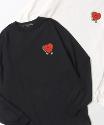 Chenille Embroidery T-shirt/フラワー ゴースト ビリヤード サガラ ワンポイント刺繍 オーバーサイズ ロンT 長袖Tシャツ