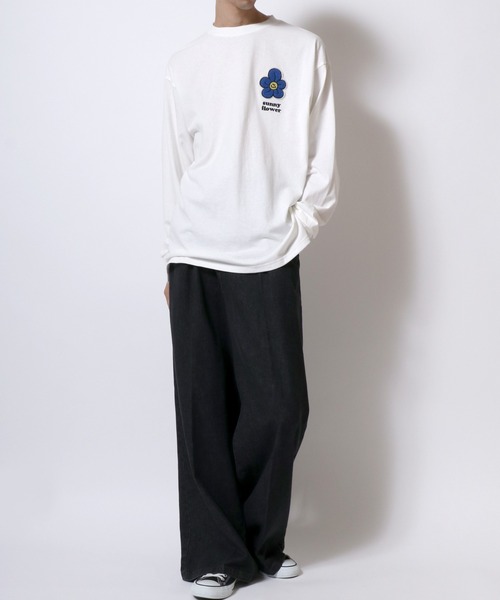 SITRY（シトリー）の「Chenille Embroidery T-shirt/フラワー ゴースト ビリヤード サガラ ワンポイント刺繍 オーバーサイズ ロンＴ 長袖Tシャツ（Tシャツ/カットソー・メンズ・ホワイト/ブラック/ブラック系その他/ホワイト系その他/ホワイト系その他2/ブラック系その他2/ホワイト系その他3/ブラック系その他4/ホワイト系その他4/ブラック系その他3・M/L）」の20枚目の写真