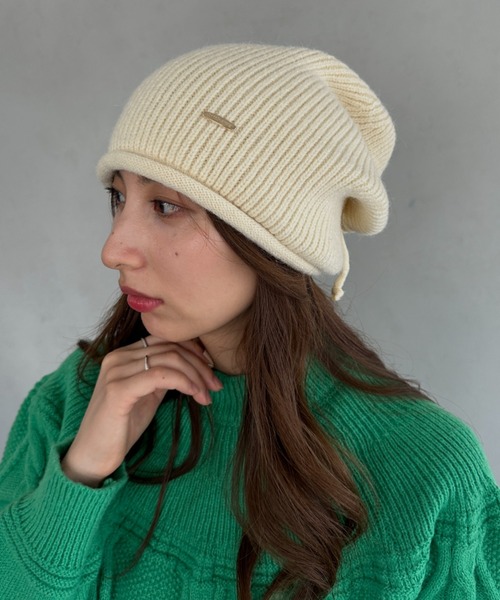 MYMOOD.（マイムード）の「ルーズシルエットニット帽（ニットキャップ/ビーニー・レディース・ベージュ/アイボリー/ブラック/グレー・FREE）」の2枚目の写真