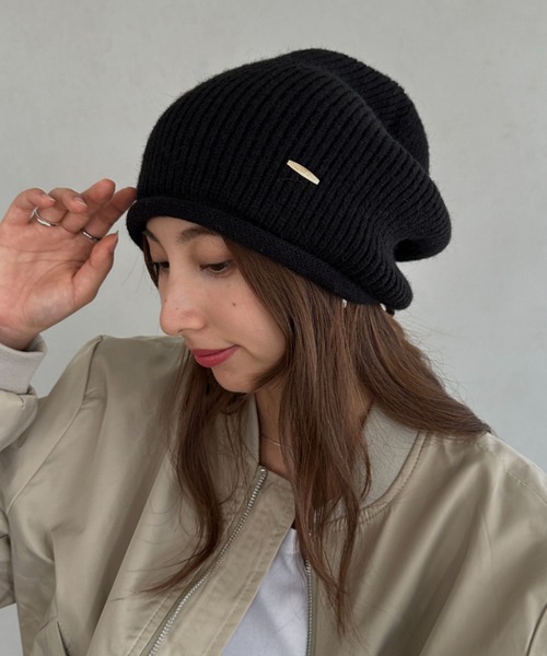 MYMOOD.（マイムード）の「ルーズシルエットニット帽（ニットキャップ/ビーニー・レディース・ベージュ/アイボリー/ブラック/グレー・FREE）」の3枚目の写真