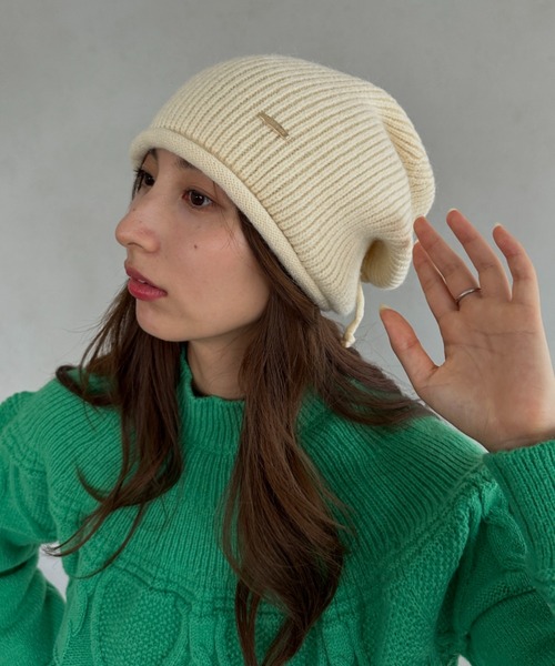 MYMOOD.（マイムード）の「ルーズシルエットニット帽（ニットキャップ/ビーニー・レディース・ベージュ/アイボリー/ブラック/グレー・FREE）」の7枚目の写真