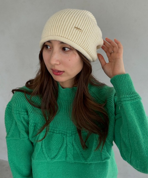 MYMOOD.（マイムード）の「ルーズシルエットニット帽（ニットキャップ/ビーニー・レディース・ベージュ/アイボリー/ブラック/グレー・FREE）」の9枚目の写真