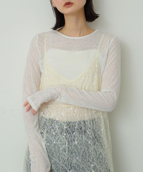 SENSE OF PLACE by URBAN RESEARCH（センスオブプレイスバイアーバンリサーチ）の「スラブリブトップ（Tシャツ/カットソー・レディース・アイボリー/ブラック/ピンク・ONE）」の2枚目の写真