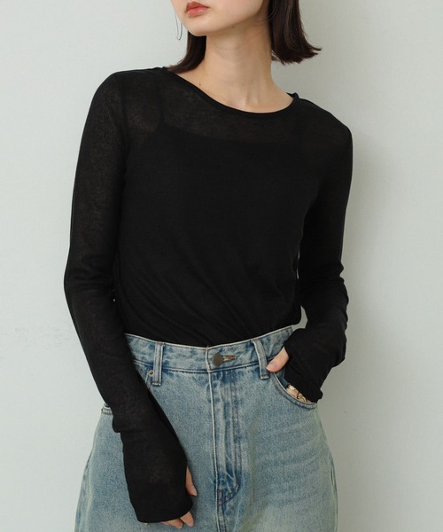 SENSE OF PLACE by URBAN RESEARCH（センスオブプレイスバイアーバンリサーチ）の「スラブリブトップ（Tシャツ/カットソー・レディース・アイボリー/ブラック/ピンク・ONE）」の3枚目の写真