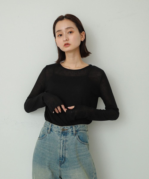 SENSE OF PLACE by URBAN RESEARCH（センスオブプレイスバイアーバンリサーチ）の「スラブリブトップ（Tシャツ/カットソー・レディース・アイボリー/ブラック/ピンク・ONE）」の12枚目の写真