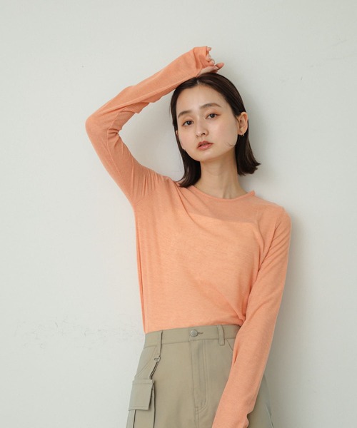 SENSE OF PLACE by URBAN RESEARCH（センスオブプレイスバイアーバンリサーチ）の「スラブリブトップ（Tシャツ/カットソー・レディース・アイボリー/ブラック/ピンク・ONE）」の17枚目の写真