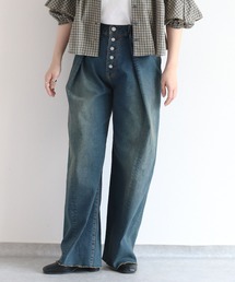 cepo | タックワイドデニムパンツ 〈ウエストホックで、簡単に華奢見え◎ 〉(デニムパンツ)