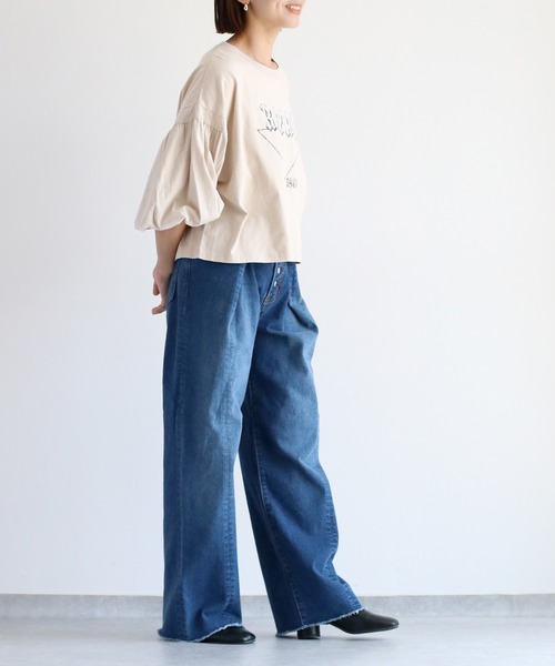 cepo（セポ）の「タックワイドデニムパンツ 〈ウエストホックで、簡単に華奢見え◎ 〉（デニムパンツ・レディース・ブルー系2/ブルー系1・L/M/S）」の14枚目の写真