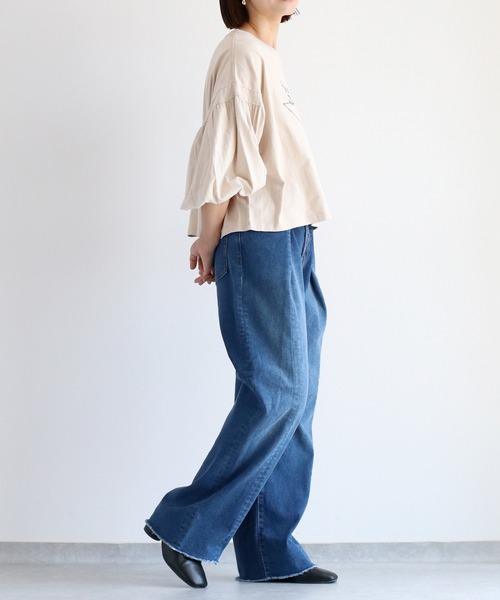 cepo（セポ）の「タックワイドデニムパンツ 〈ウエストホックで、簡単に華奢見え◎ 〉（デニムパンツ・レディース・ブルー系2/ブルー系1・L/M/S）」の13枚目の写真