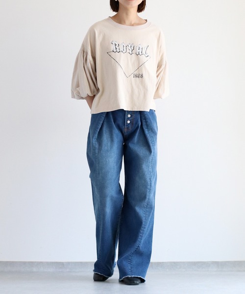 cepo（セポ）の「タックワイドデニムパンツ 〈ウエストホックで、簡単に華奢見え◎ 〉（デニムパンツ・レディース・ブルー系2/ブルー系1・L/M/S）」の9枚目の写真