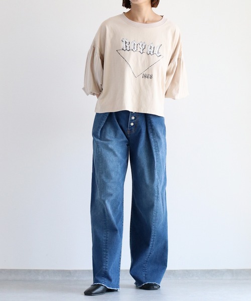 cepo（セポ）の「タックワイドデニムパンツ 〈ウエストホックで、簡単に華奢見え◎ 〉（デニムパンツ・レディース・ブルー系2/ブルー系1・L/M/S）」の15枚目の写真