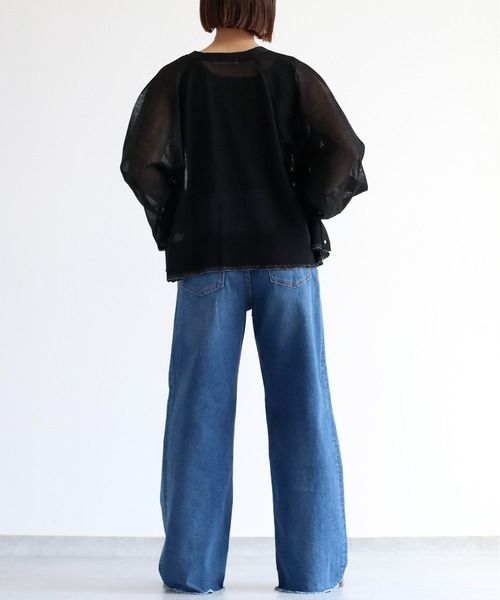 cepo（セポ）の「タックワイドデニムパンツ 〈ウエストホックで、簡単に華奢見え◎ 〉（デニムパンツ・レディース・ブルー系2/ブルー系1・L/M/S）」の19枚目の写真