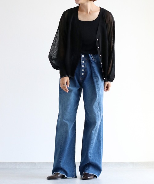 cepo（セポ）の「タックワイドデニムパンツ 〈ウエストホックで、簡単に華奢見え◎ 〉（デニムパンツ・レディース・ブルー系2/ブルー系1・L/M/S）」の21枚目の写真