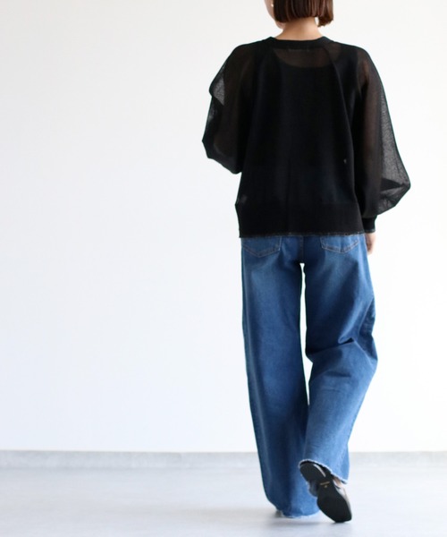 cepo（セポ）の「タックワイドデニムパンツ 〈ウエストホックで、簡単に華奢見え◎ 〉（デニムパンツ・レディース・ブルー系2/ブルー系1・L/M/S）」の20枚目の写真