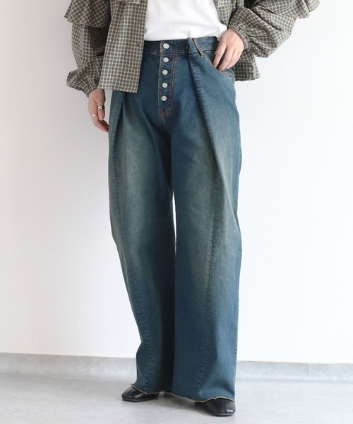 cepo（セポ）の「タックワイドデニムパンツ 〈ウエストホックで、簡単に華奢見え◎ 〉（デニムパンツ・レディース・ブルー系2/ブルー系1・L/M/S）」の22枚目の写真