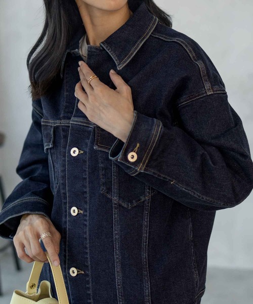 EDWIN（エドウィン）の「C17 BASIC DENIM JACKET CTB058（デニムジャケット・レディース・ダークブルー/ライトインディゴブルー・M/L）」の5枚目の写真