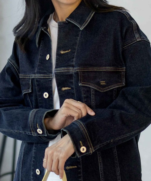 EDWIN（エドウィン）の「C17 BASIC DENIM JACKET CTB058（デニムジャケット・レディース・ダークブルー/ライトインディゴブルー・M/L）」の4枚目の写真