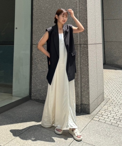 AMAIL（アマイル）の「Camouflage long vest（ベスト・レディース・ブラック/ベージュ・FREE）」の4枚目の写真