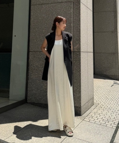 AMAIL（アマイル）の「Camouflage long vest（ベスト・レディース・ブラック/ベージュ・FREE）」の5枚目の写真