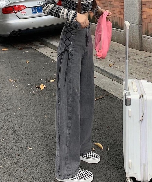 CANVAS+（キャンバスプラス）の「【CANVAS+】サイドレースアップデニムパンツ（デニムパンツ）」 - WEAR