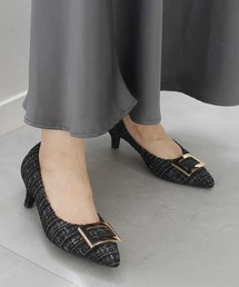 「走れるパンプスシリーズ」バックルモチーフ ポインテッドトゥパンプス 5センチヒール
