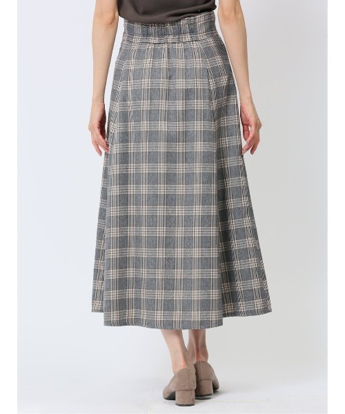 m.f.editorial（エムエフエディトリアル）の「【 ストレッチ ウォッシャブル】m.f.エディトリアル レディースボタンデザイン チェック柄フレアースカート（スカート・レディース・ベージュ/グレー・S/MEDIUM/LARGE）」の7枚目の写真